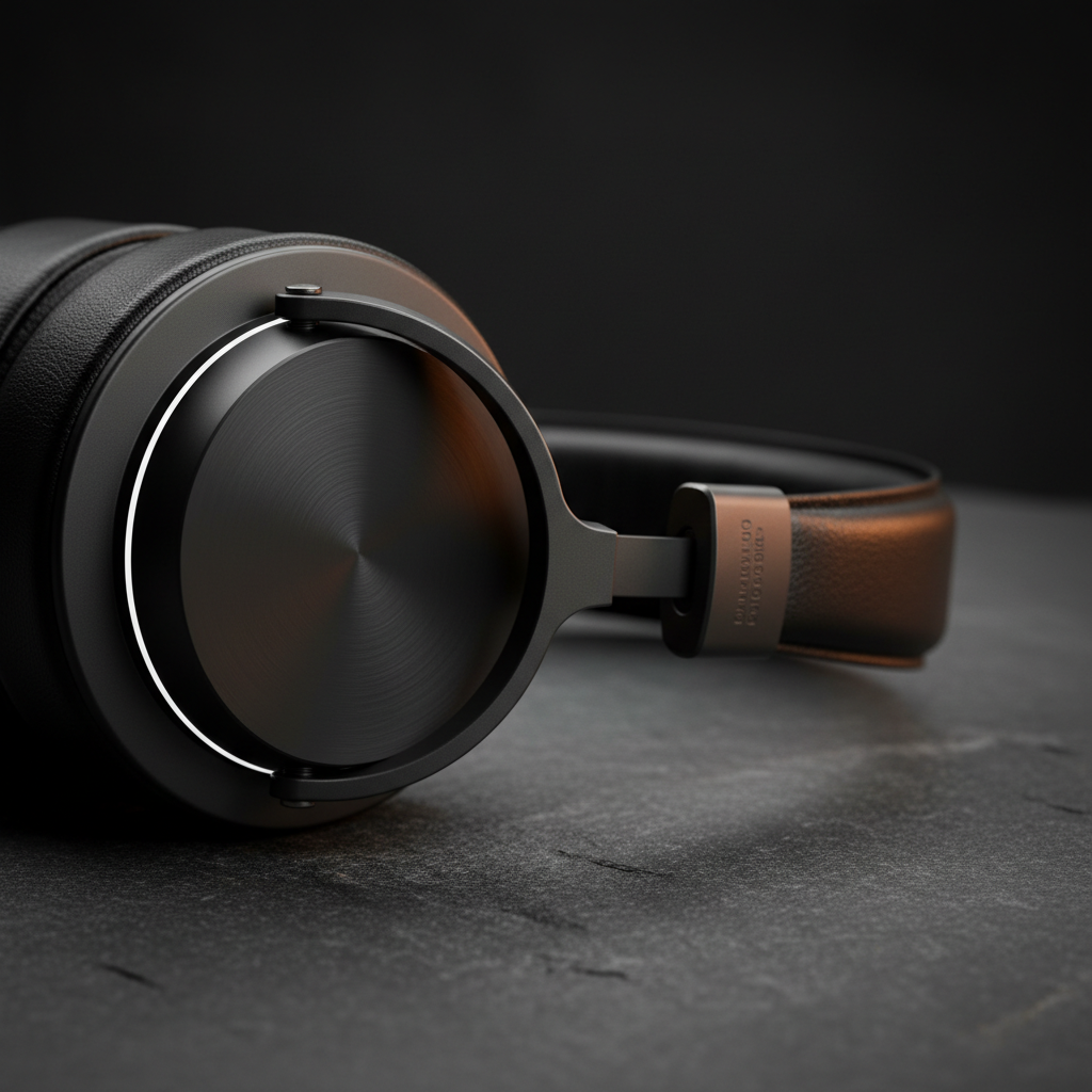 Macro photograph of a high-end studio headphone